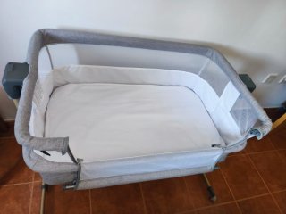 Cuna colecho Kinderkraft NESTE AIR gris y madera