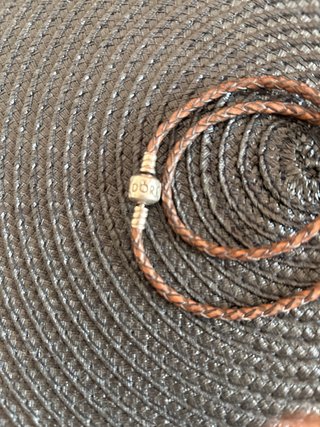 Pulsera Pandora Cuero Trenzado Marrón Plata