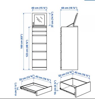 Cómoda 6 cajones chapa roble Malm Ikea