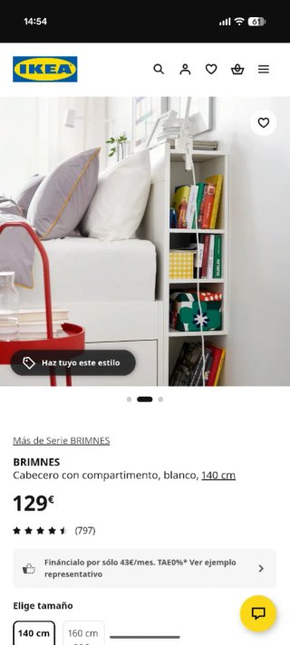 Cabecero IKEA BRIMNES blanco con compartimento