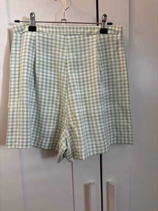 Falda pantalón cuadros Zara verde y blanco