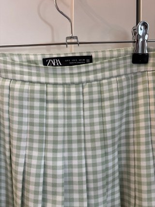 Falda pantalón cuadros Zara verde y blanco