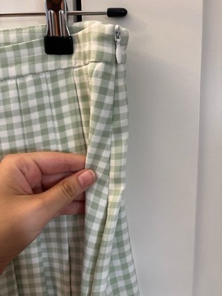 Falda pantalón cuadros Zara verde y blanco