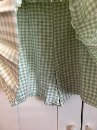 Falda pantalón cuadros Zara verde y blanco