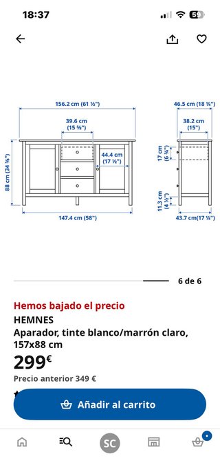 Aparador blanco y madera