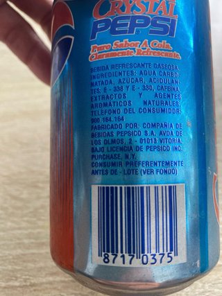 Lata Pepsi Crystal Cola España 1995
