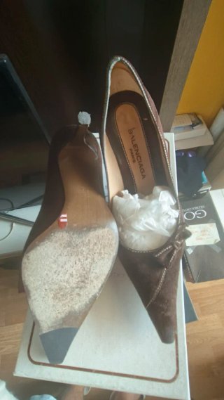 Zapatos Salón Balenciaga Ante Marrón Vintage