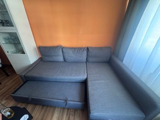 Sofá Cama Chaise Longue Gris Oscuro