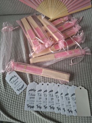 Lote 10 Abanicos bambú rosa nuevos