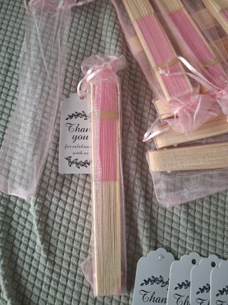Lote 10 Abanicos bambú rosa nuevos