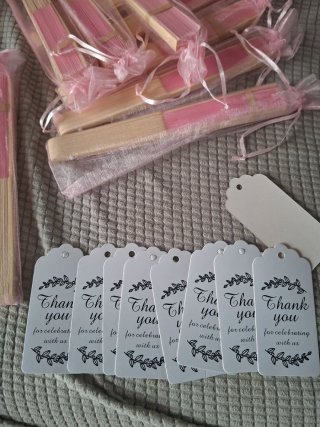 Lote 10 Abanicos bambú rosa nuevos