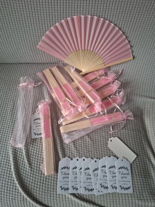 Lote 10 Abanicos bambú rosa nuevos