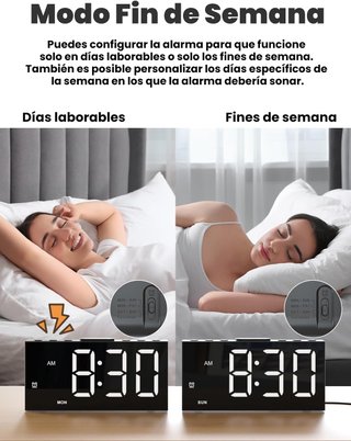 Despertador Digital Cargador USB Negro NUEVO