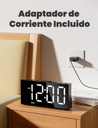 Despertador Digital Cargador USB Negro NUEVO