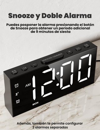 Despertador Digital Cargador USB Negro NUEVO