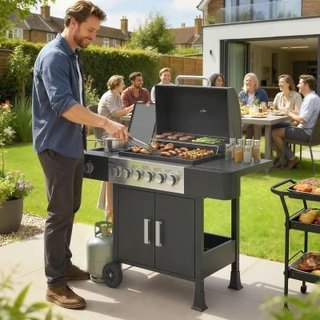 Outsunny Barbecue a gas 135 x 51 x 101 cm Nero · M