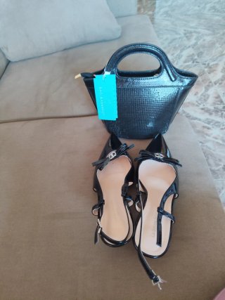 Bolso y zapatos elegantes negros TALLA 39