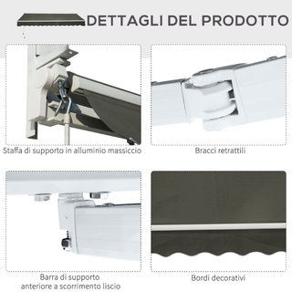 Tenda da Sole per Esterno Avvolgibile a Bracci con