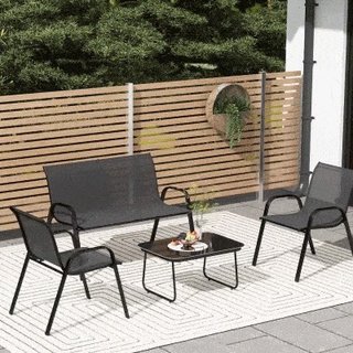 Outsunny Set da Giardino Divano 2 Posti, 2 Sedie e