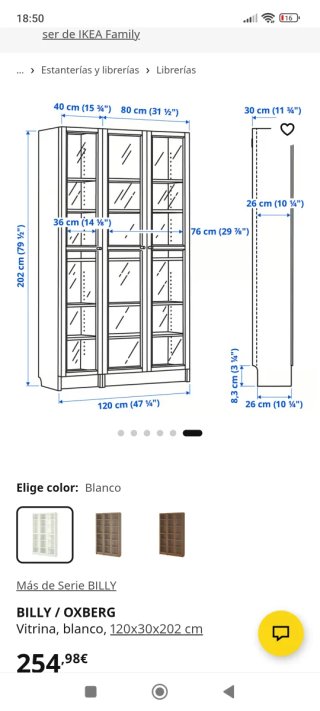 Vitrina Ikea Billy Cristal y Madera