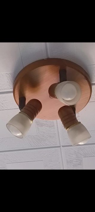 Lámpara de techo madera y cristal