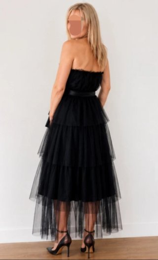 Vestido de tul negro palabra de honor
