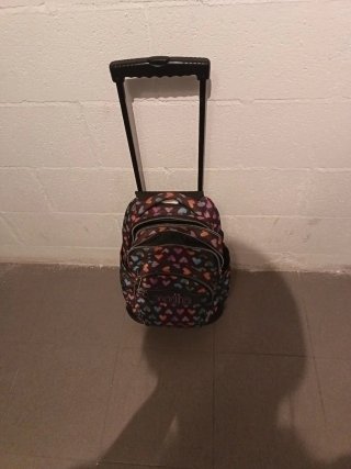 Mochila escolar con ruedas y estampado de corazone
