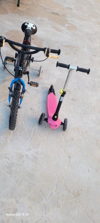 Bicicleta 14 y Patinete Rosa