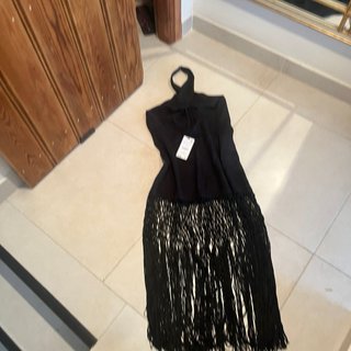 Vestido negro Nuevo De  flecos talla M Zara