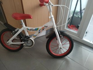 Bicicleta infantil 14 blanca y roja