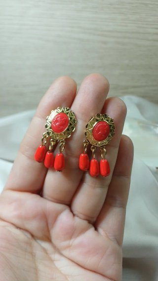 Pendientes Vintage Corales Chapado Oro 18k