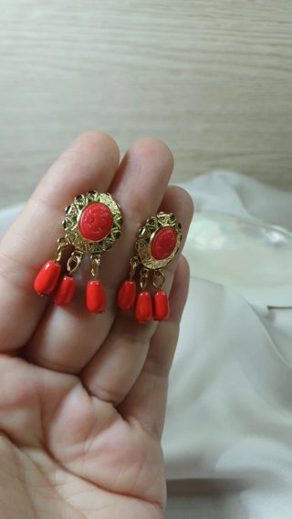 Pendientes Vintage Corales Chapado Oro 18k