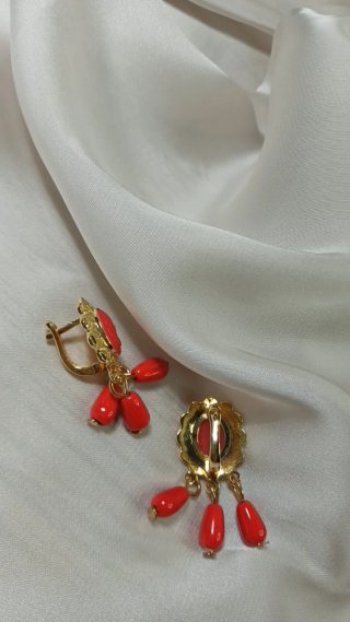 Pendientes Vintage Corales Chapado Oro 18k
