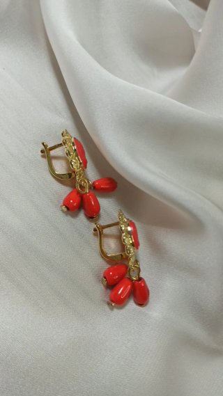Pendientes Vintage Corales Chapado Oro 18k