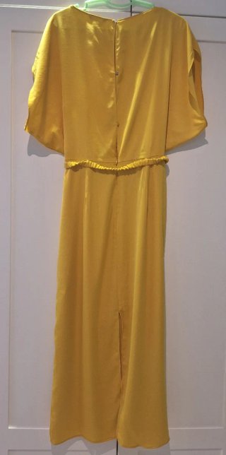 Vestido midi Zara satinado mostaza Talla L