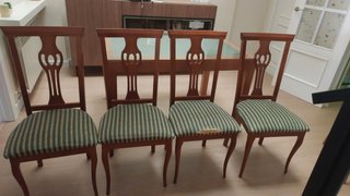 4 Sillas de Comedor Madera y Tela