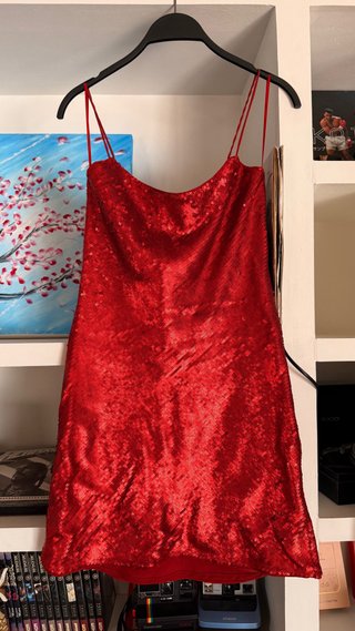 Vestido Zara lentejuelas rojo