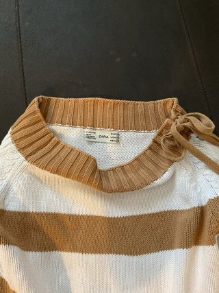 Jersey niña rayas marrón y blanco