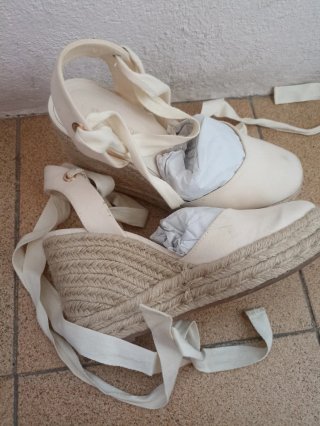 Sandalias de esparto mujer beige