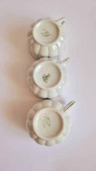 Trio tazas café porcelana vintage Santa Clara Vigo