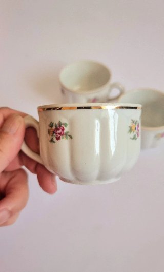 Trio tazas café porcelana vintage Santa Clara Vigo