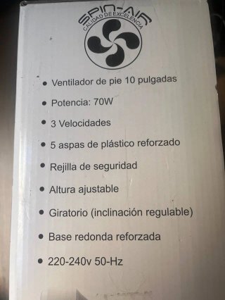 Ventilador de Pie 70W 25,4cm 3 Velocidades