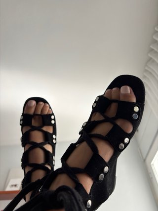 Bimba y Lola sandalia cuña ante negro 37