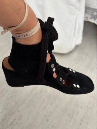 Bimba y Lola sandalia cuña ante negro 37