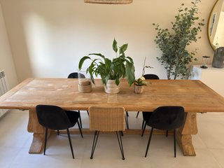 Mesa comedor madera maciza 3m patas pedestal