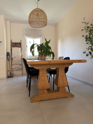 Mesa comedor madera maciza 3m patas pedestal