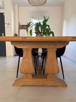 Mesa comedor madera maciza 3m patas pedestal