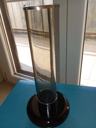 Vaso Cilindrico Vetro Metallo Anni 70