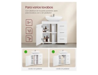 Mueble de baño blanco para lavabo con pedestal
