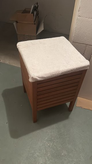 Banco / Puf Pequeño Madera y Tela